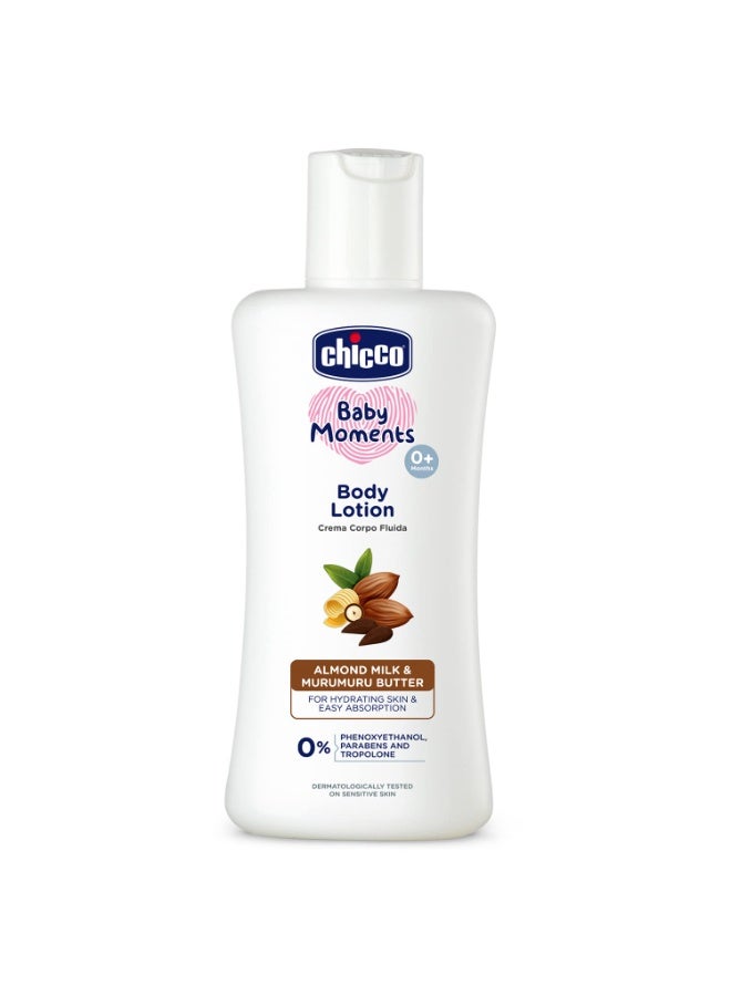 Chicco Baby Moments Body Lotion for Babies, 100ml | Almond Milk & Murumuru Butter | Quick Absorb Formula with Natural Ingredients for Ultra Soft Skin | Dermatologically Tested | Parabens & Phenoxyethanol Free - Image 1